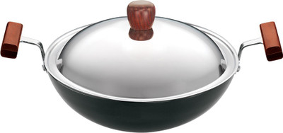 

Hawkins Kadhai 22 cm with Lid(Aluminium), Black;silver