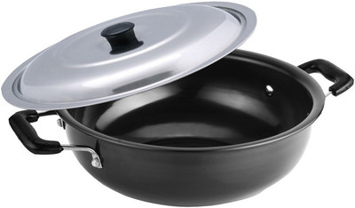 

Vaartha Hard Anodised With Lid 2 L Kadhai 25 cm(Hard Anodised, Non-stick), Black