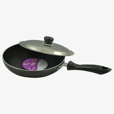 

Petals With Ss Lid Fry Pan 24 cm diameter(Aluminium, Non-stick), Black;grey