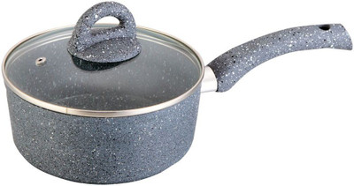 

Wonderchef Granite Sauce Pan with Lid 16cm Pot 1 L with Lid(Aluminium, Non-stick, Induction Bottom), Grey