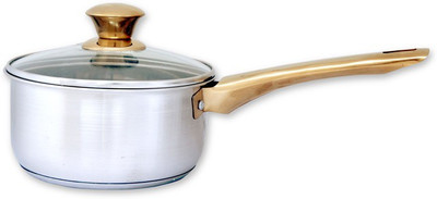 

Uniqraft Sauce Pan 16 cm diameter with Lid(Stainless Steel, Non-stick, Induction Bottom), Gold;silver