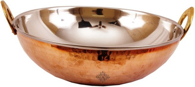 

IndianArtVilla Steel Copper Big Serving Kadhai, 1800 Ml,Only For Serving Purpose Kadhai 26 cm(Steel, Copper), Brown;silver