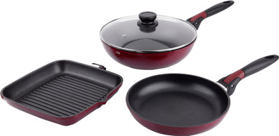 WONDERCHEF Click Space Saver Set by Chef Sanjeev Kapoor Fry Pan 24 cm diameter with Lid 0 L capacity(Glass, Aluminium, Non-stick, Induction Bottom)