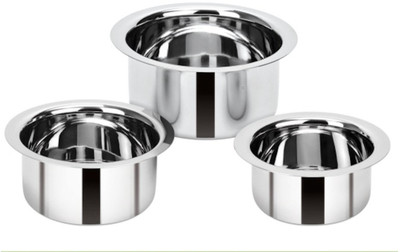 

PRISTINE Stainless Steel Mini Tope Set / 3PCS Pot 1 L(Stainless Steel), Silver