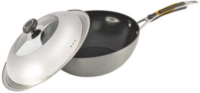7% OFF on Alda Hard Anodised Ceramic Coating Wok Pan with Dome Lid Kadhai 30 cm(Hard Anodised, Non-stick, Induction Bottom)