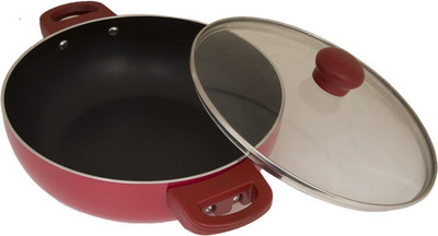 

Uniqraft Red Kadhai 22 cm with Lid(Aluminium, Non-stick, Induction Bottom)