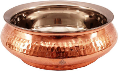 

IndianArtVilla Steel Copper Mughlai Handi - Restaurant Hotel Table Ware Handi 1.2 L(Steel, Copper), Brown;silver