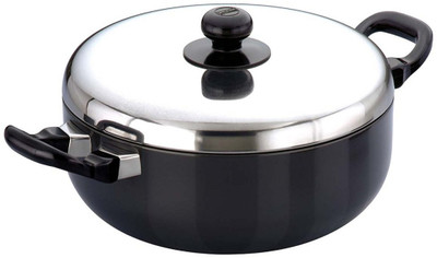 

Hawkins Futura All-Purpose with Lid Handi 3 L with Lid(Aluminium, Non-stick), Black