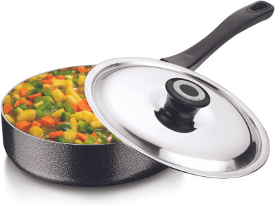 

Garuda Nexus Fry Pan 22 cm diameter with Lid(Aluminium, Non-stick, Induction Bottom), Black