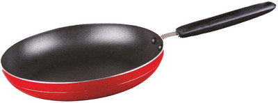 Vaartha Fry Pan 19 cm diameter(Aluminium, Non-stick), Black;red