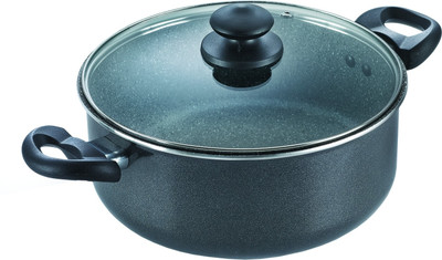 

Prestige Dlx Granite Finish with Lid Pot 3 L with Lid(Aluminium, Non-stick, Induction Bottom), Black;grey