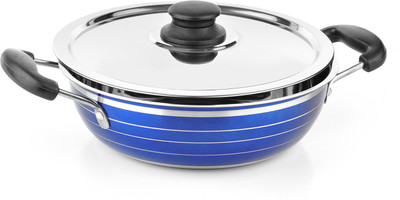 

Ideale Kadhai 24 cm with Lid(Stainless Steel, Induction Bottom), Blue