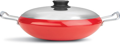 

Anjali Adora Apple Shape Red Color (2.1 Ltr/2.6 mm Thickness) with Lid Kadhai 21 cm with Lid(Aluminium, Non-stick)