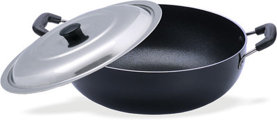 

Sumeet 2.6mm Nonstick with Lid, No. 14 Deep Kadhai 24 cm with Lid(Aluminium, Non-stick), Black;red