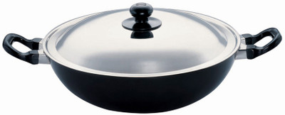 

Hawkins Kadhai 30 cm with Lid(Aluminium, Non-stick), Black;silver
