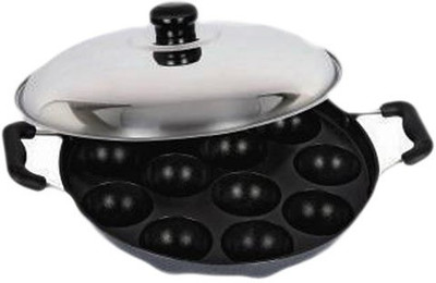 

Suruchi Paniarakkal Pan 21 cm diameter with Lid(Aluminium, Non-stick), Black