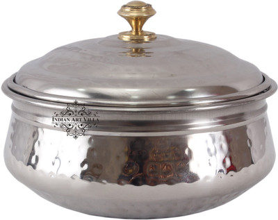 

IndianArtVilla Serving Handi with Round Lid Handi 6 L(Stainless Steel)