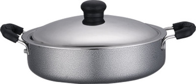 

Vijayalakshmi Multi Fry Pan 25 cm diameter with Lid(Aluminium, Non-stick), Grey