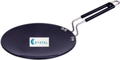 

Crystal Cuisinier Stephy Hard Anodized Non Stick Frying Pan Tawa 23 cm diameter(Hard Anodised, Non-stick), Black;multicolor