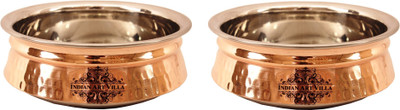 

IndianArtVilla Set of 2 Induction Handi Handi 1.8 L(Steel, Copper, Induction Bottom), Brown;silver
