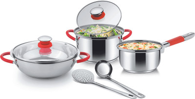 Ideale Italian Passion Steel Cookware Kadhai 24 cm diameter with Lid 1 L capacity(Stainless Steel, Induction Bottom)