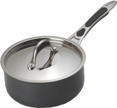 

Alda Induction Friendly Hard Anodised Sauce Pan with Stainless Steel Lid Sauce Pan 14 cm diameter with Lid(Hard Anodised, Non-stick), Grey