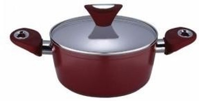 Bergner Ceramic Coated Cook & Serve Casserole with Glass Lid Pot 2.8 L with Lid(Ceramic, Non-stick, Induction Bottom), Maroon