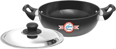 

JSM Hard Anodized Kadhai 26 cm with Lid(Hard Anodised, Non-stick, Induction Bottom), Black