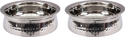 

IndianArtVilla Set of 2 Steel Handi Handi 1.2 L(Steel), Silver