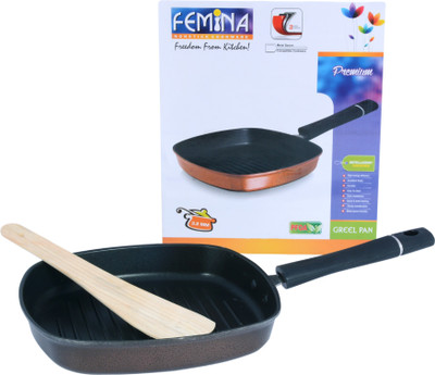 

Femina Non Stick Grill Pan 20 cm diameter(Aluminium, Non-stick), Black