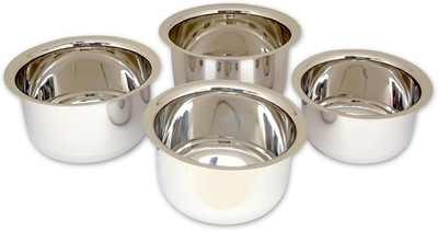 

Uniqraft Round bottam tope set of 4 Pot 1 L(Steel), Silver
