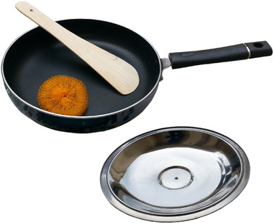 

K-tech Fry Pan 20 cm diameter(Aluminium, Non-stick, Induction Bottom), Black