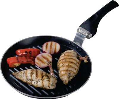 

Kitchen Chef Oil Saver Healthy Grill Grill Pan 28 cm diameter(Stainless Steel, Non-stick), Black