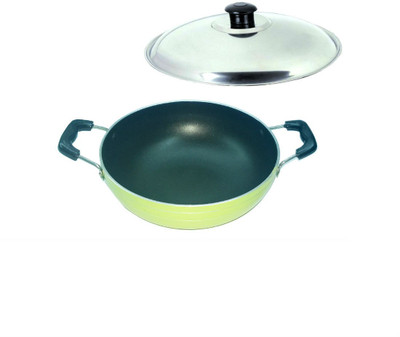 

Peach 2.4mm Nonstick Medium Kadhai 18 cm with Lid(Aluminium, Non-stick), Green