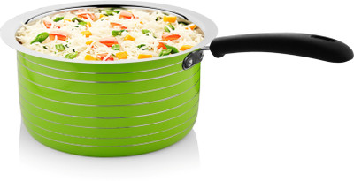

CookAid Stainless Steel Sauce Pan 17 cm diameter(Stainless Steel), Green