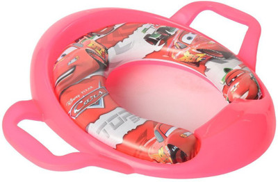 

N&M Soft Padded Potty Training Toilet Seat With Handles Cars Print (Pink) Potty Seat(Pink)