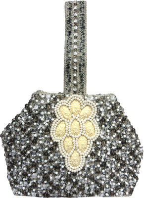 

Kawaii GREY SEA SHELL DROPLET BEADED CLUTCH Potli(Grey)