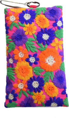 

Mahadev Exports Multi flower full Pink Mobile Pouch(Multicolor)