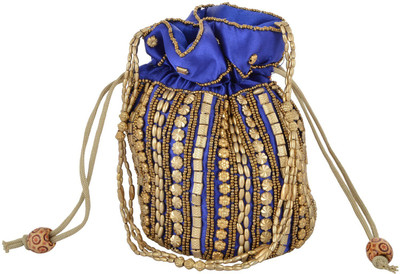 

HanumantCreations Pouch Bags Potli(Blue, Gold)
