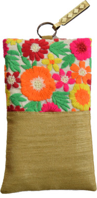 

Mahadev Exports Multi flower haf n haf Gold Mobile Pouch(Multicolor)