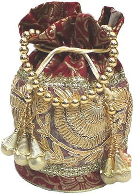 

Bhamini Flowering Gold Potli(Maroon)
