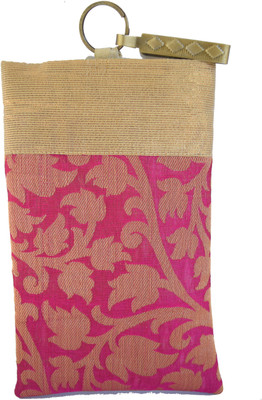 

Mahadev Exports Magenta Garden Hooked Mob cover Mobile Pouch(Gold)
