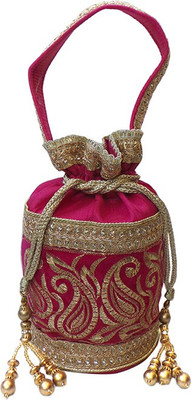 

Bhamini Bhamini Royal Raw Silk Batwa (Pink) Potli(Pink)