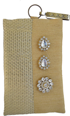 

Mahadev Exports Diamond brooch hooked mobile cover Mobile Pouch(Gold)