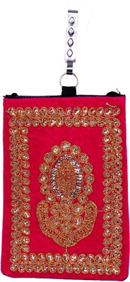 

Purpledip Designer Mobile-phone Pouch Cover with Purse Pocket and Sari Hook for Women: Mobile Pouch(Pink)