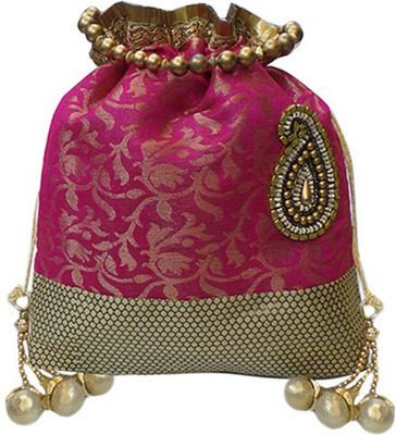 

Bhamini Batwa with Paisley Motif Potli(Pink)