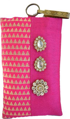 

Mahadev Exports Diamond brooch hooked mobile cover Mobile Pouch(Gold)