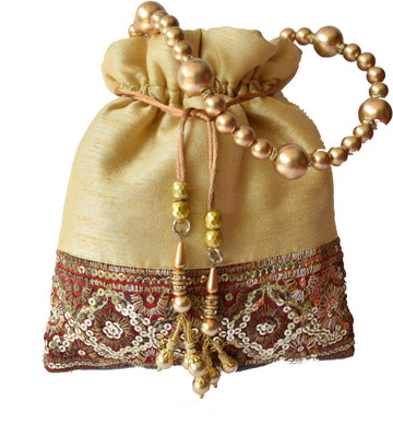 

Mahadev Exports Shiny Border Cream Potli(Beige)