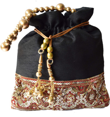 

Mahadev Exports Shiny Border Black Potli(Black)