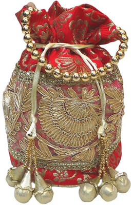 

Bhamini Flowering Gold Potli(Red)